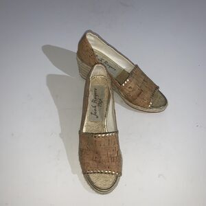 Jack Rogers Shoes Womens Size 7M Beige Cork Espadrille Wedge Sandals Slip On